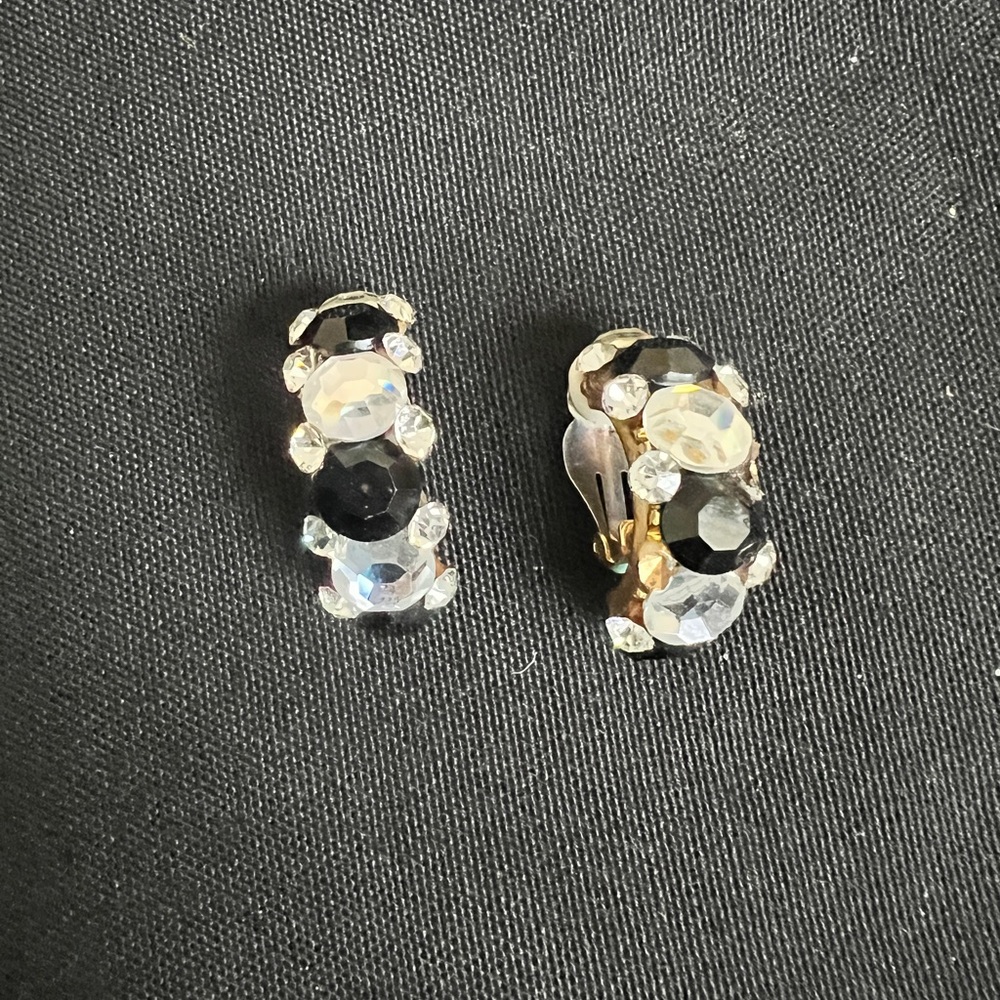 Elegant Black and Silver Clip On  Earrings